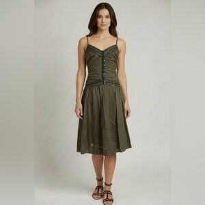 Theory Brown Midi Dress with Black Accents
